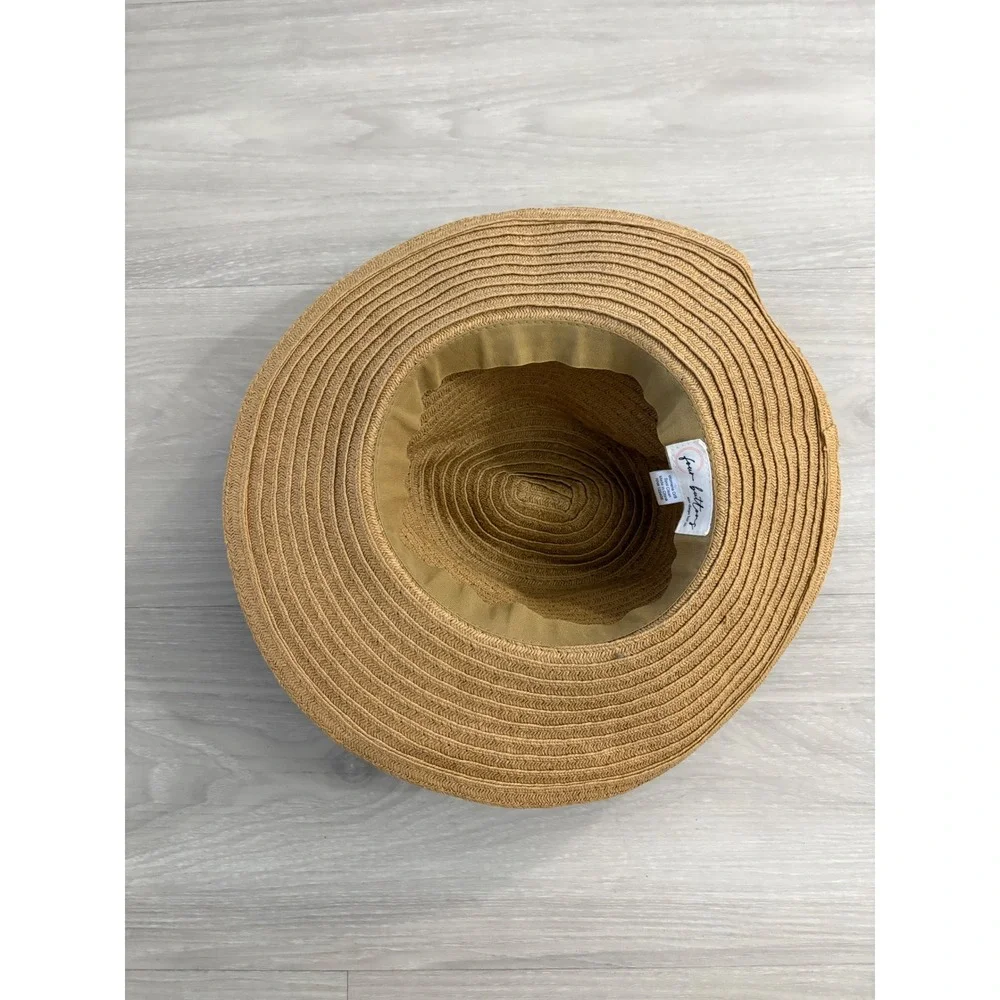 San Diego Hat Co Women Four Buttons Tan Straw Sun Hat Black Ribbon Band Women OS